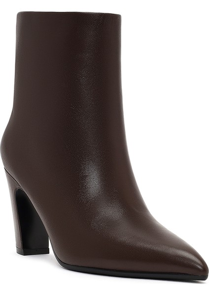 Kadın Kahverengi Kalın Topuklu Deri Bot 25WFD491118