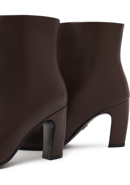 Kadın Kahverengi Kalın Topuklu Deri Bot 25WFD491118