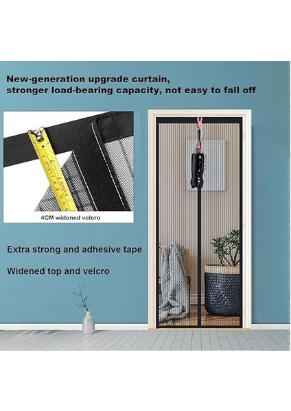 Sineklik, Kapı Sinekliği, Böcek Koruması, Farklı Boyutlarda, 85 x 205 Cm, Mıknatıslı Perde, Balkon, Oturma Odası ve Teras Kapısı Için Idealdir, Delmeden ve Siyah Şeritli fırsatları