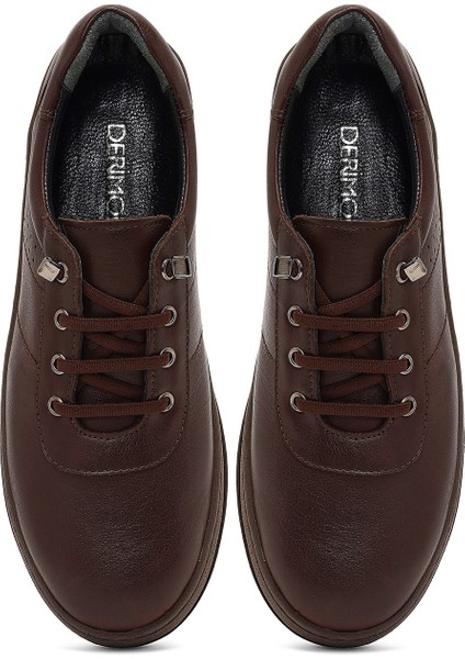 Kadın Kahverengi Bağcıklı Deri Comfort Ayakkabı 25AFD501018