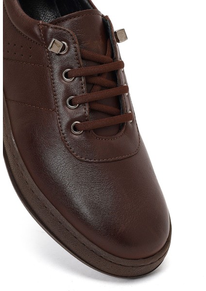 Kadın Kahverengi Bağcıklı Deri Comfort Ayakkabı 25AFD501018