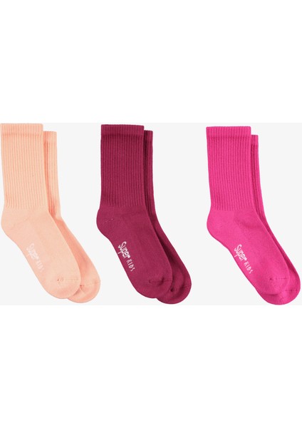 Unıted4 Tenis Towel Çocuk Turuncu/kırmızı/pembe 3'lü Çorap