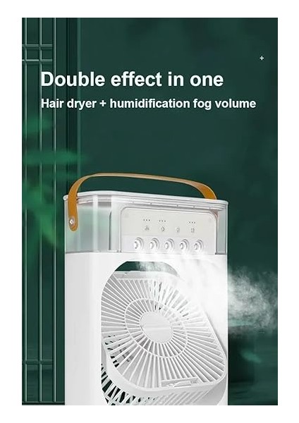 Mini Buharlı Hava Soğutucu, Taşınabilir Portatif Klima, Mobil Sulu Klima, 3 Rüzgar Hızı, 3 Sis Modu, Buzlu Vantilatör 5 Sprey Delikli ile Renkli LED Işıklı Beyaz Renk - HR025 (Beyaz) modelleri