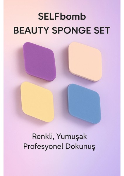 4’lü Makyaj Sünger Seti – Fondöten, Kapatıcı, Allık ve Kontür Uygulaması Için