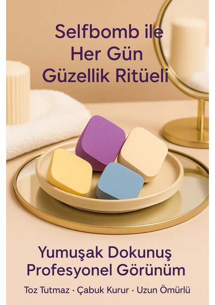 4’lü Makyaj Sünger Seti – Fondöten, Kapatıcı, Allık ve Kontür Uygulaması Için fırsatları