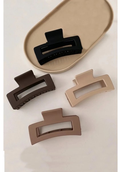 Kadın 4'lü Gri Büyük XL Mandal Toka Seti Renkli Desenler ile Günlük Kullanım için Şık