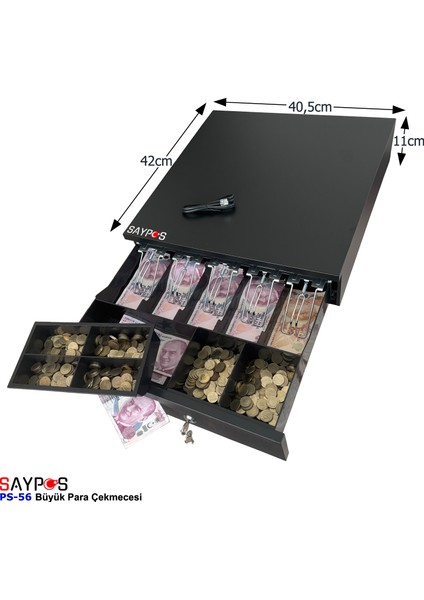 Verifone MX915 Marka Yazarkasalarla Uyumlu 5 Banknot Gözlü Büyük Para Çekmecesi 40,5X42X11CM modelleri