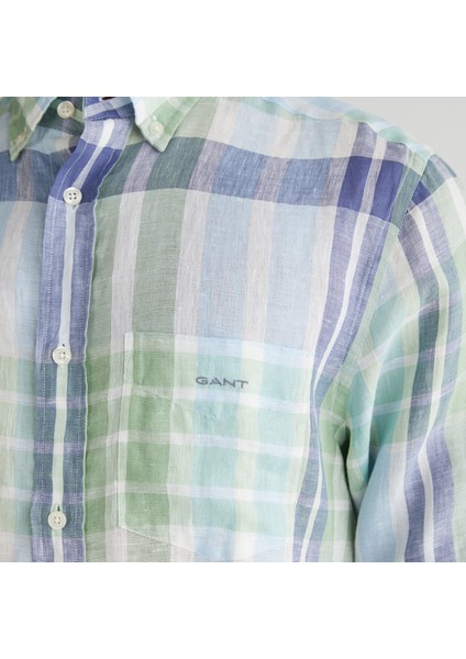 Erkek Yeşil Regular Fit Düğmeli Yaka Kareli Gömlek indirimleri