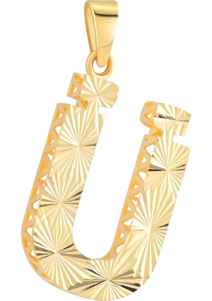 14 Ayar Altın Ü Harfi Kalemli Kolye Ucu