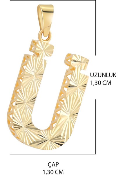 14 Ayar Altın Ü Harfi Kalemli Kolye Ucu fiyatları