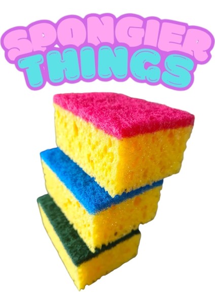 Spongier Things 3'lü Mercan Bulaşık Süngeri, Pembe,yeşil, Mavi Keçeli