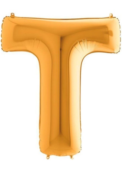 T Harf Altın Folyo Balon 102CM