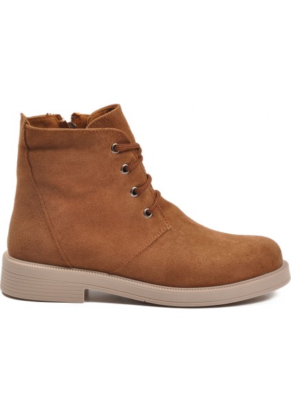 Taba Süet Bağcıklı Fermuarlı Kadın Topuklu Bot fiyatları