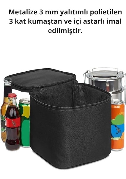 Termal Çanta Soğuk ve Sıcak Tutucu Termal Termos Kamp Çanta Soğuk Içecek Çantası Kamp Termos Çanta 8 Litre (Siyah) indirimleri
