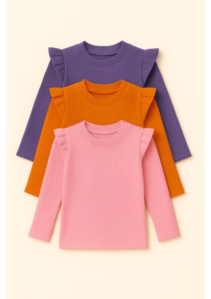 Kız Çocuk 3'lü Uzun Kollu Badi. 6 Ay 7 Yaş Arası 3 Lü Badi Seti Fırfır Detaylı %100 Pamuk Kız Bebek fiyatları