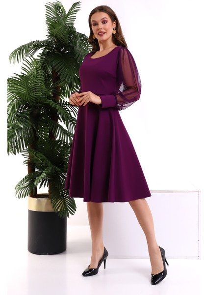 Yuvarlak Yaka Kol Tül Elbise F117 fırsatları