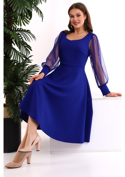 Yuvarlak Yaka Kol Tül Elbise F117 fiyatları