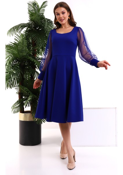 Yuvarlak Yaka Kol Tül Elbise F117 fırsatları