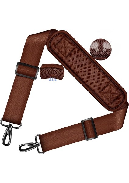 Askısı 78" Evrensel Omuz Askısı, Ultra-Kalın Sabit Yastık ve Çift Denge Tokaları & Metal Döner Kancalı, Evrak Çantası, Seyahat Çantası, Spor Çantaları, Laptop Çantası, Çapraz Çanta Vb -Kahverengi