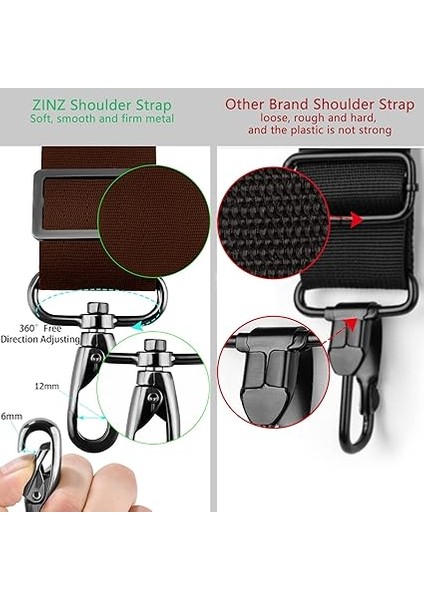 Askısı 78" Evrensel Omuz Askısı, Ultra-Kalın Sabit Yastık ve Çift Denge Tokaları & Metal Döner Kancalı, Evrak Çantası, Seyahat Çantası, Spor Çantaları, Laptop Çantası, Çapraz Çanta Vb -Kahverengi modelleri