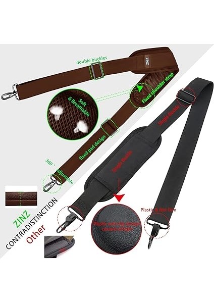 Askısı 78" Evrensel Omuz Askısı, Ultra-Kalın Sabit Yastık ve Çift Denge Tokaları & Metal Döner Kancalı, Evrak Çantası, Seyahat Çantası, Spor Çantaları, Laptop Çantası, Çapraz Çanta Vb -Kahverengi indirimleri