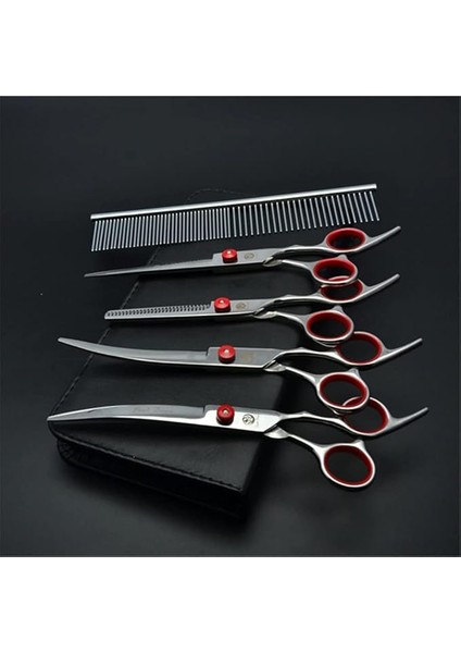 Dragon Profesyonel 7.0 Inch-18 cm Berber Kuaför Makas Seti 440C Paslanmaz Japon Çeliği Metal 5 Li Set