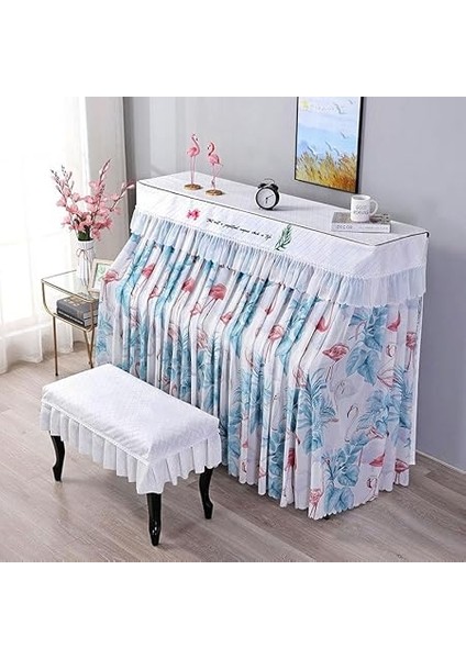 150 * 115 * 40 cm Dantel Fırfır Şifon Baskı Bitki Dik Piyano Toz Örtüsü Tabure Kapaklı Tam Dik Piyano Örtüsü Kumaş Dik Piyano modelleri