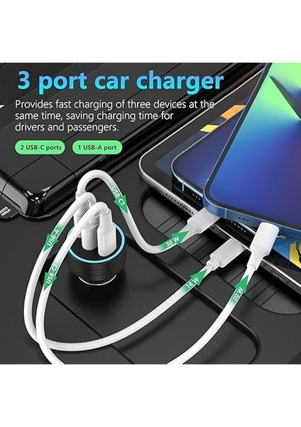 Wlue 60W Pd Süper Hızlı Şarj Araç Içi Çakmaklık Şarj Aleti 2x Type-C 60W Pd 1x Usb3.0 18W fiyatları