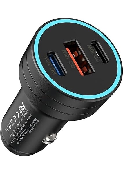 Wlue 60W Pd Süper Hızlı Şarj Araç Içi Çakmaklık Şarj Aleti 2x Type-C 60W Pd 1x Usb3.0 18W modelleri