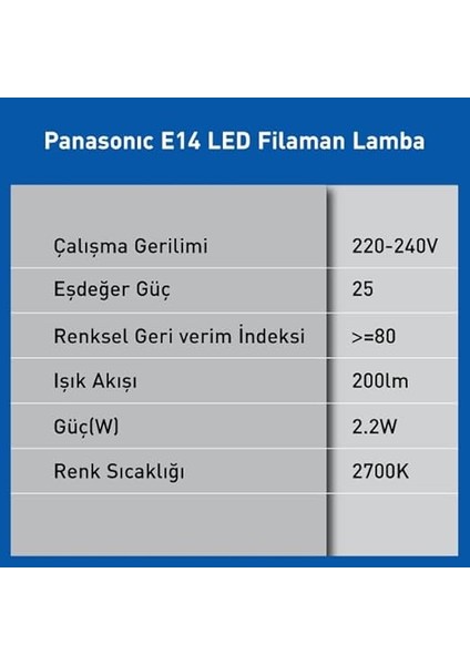 E14 Fil Lamba, Sarı Işık 2W 200LM 2700K Clear fırsatları