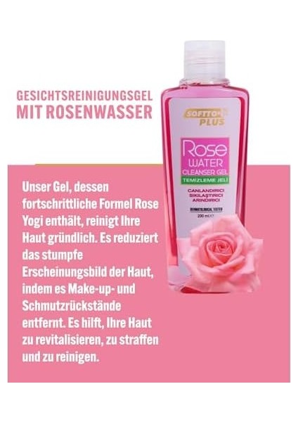 Softto Plus Gül Suyu Yüz Yıkama Jeli, 200ML