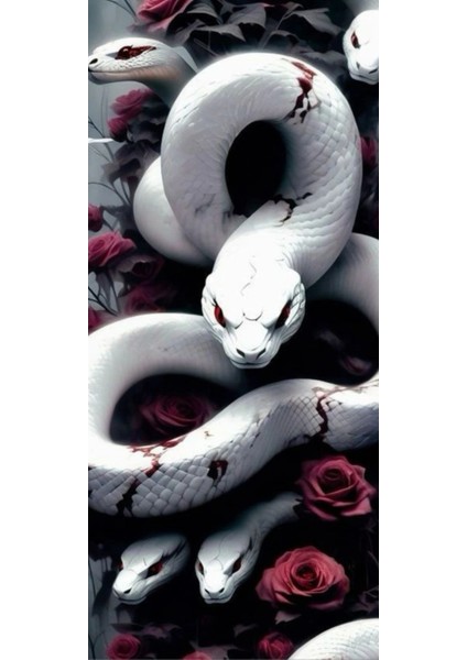 Yılan Kapı Direk Kaplama Folyosu Baskılı Sticker Sağ-Sol 2 Adet 22*50 cm