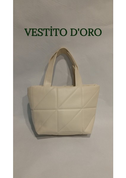Kapitoneli Mini Tote Çanta - Vestito D'oro