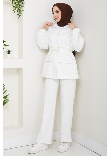 Kapak Cepli Oysho Ikili Takım 1652 - Beyaz