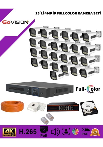 Go Vision 25'li Güvenlik 4mp Ip Kamera Seti