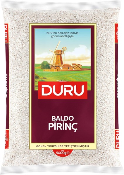 Duru Baldo Pirinç 5 Kg, Iri Taneli, Pilavlık, Tane Tane ve Lezzetli