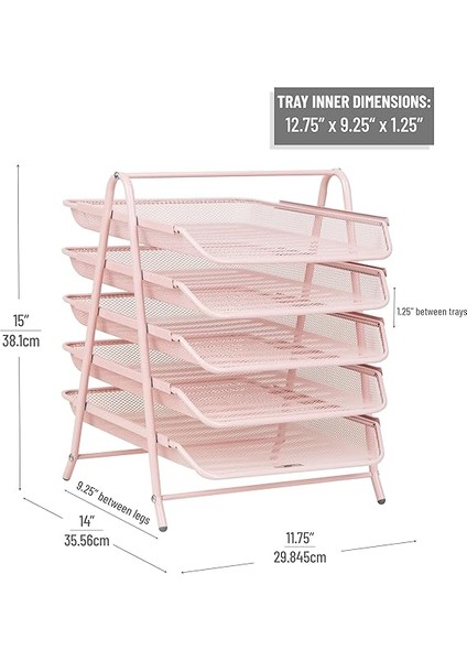 Reader Ağ Koleksiyonu Kağıt Rafı, 5 Katlı, Dosya Saklama, Çalışma Masası Düzenleyici, Metal Örgü, Metal, Pembe, 5 Katlı modelleri
