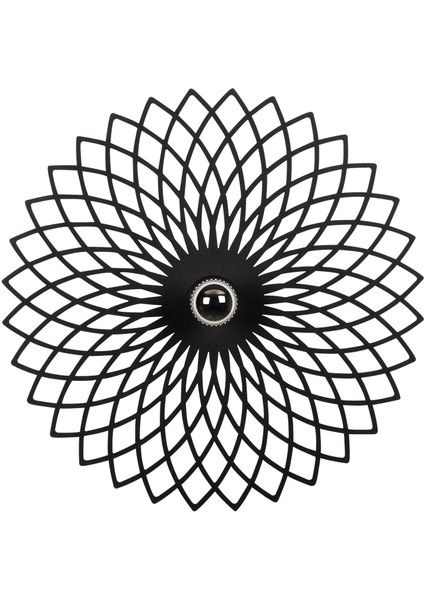 Papatya Motifli Dekoratif Metal Aplik Pütürlü Siyah, Modern Ambiyans Duvar Lambası PAPATYA-MR-987