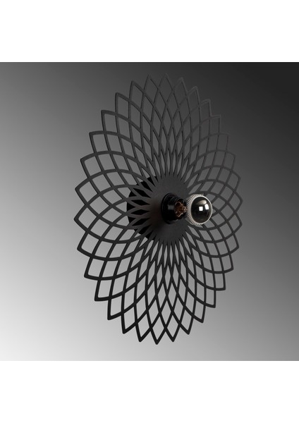 Papatya Motifli Dekoratif Metal Aplik Pütürlü Siyah, Modern Ambiyans Duvar Lambası PAPATYA-MR-987 fiyatları