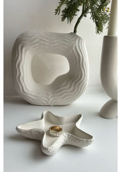 Deniz Kabuğu Mini Aksesuar Tabağı Dekoratif Beton