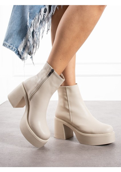 Sade Kalın Taban ve Topuklu Kadın Bot 914301-Z