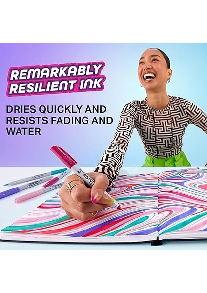 Glam Pop Kalıcı Markörler, Kalın Ayrıntılar Için Ince Nokta, Çeşitli Canlı Renkler | 5 Keçeli Kalem modelleri