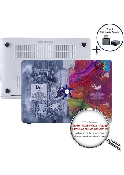 Macbook Pro Kılıf 13 Inç M1-M2 A1706-08 A1989 A2159 A2251 A2289 A2338 ile Uyumlu Brain Gri fiyatları