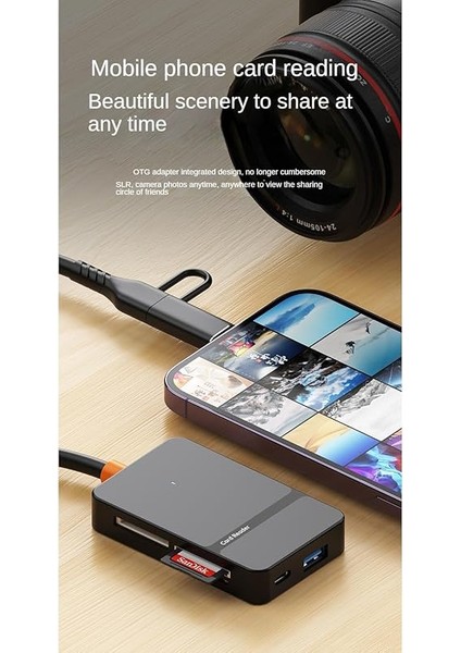 MT86 8in1 Multi Girişli Cf Kart Okuyucu Mac iPhone 15 16 ile Uyumlu Type-C 5gbps Veri Aktarımı fiyatları