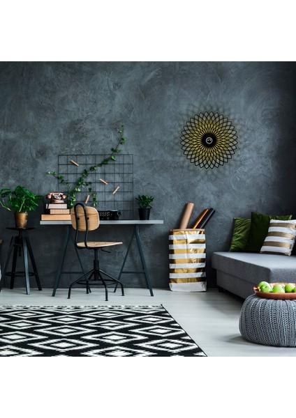 Papatya Motifli Dekoratif Metal Aplik Pütürlü Siyah, Modern Ambiyans Duvar Lambası PAPATYA-MR-987 indirimleri