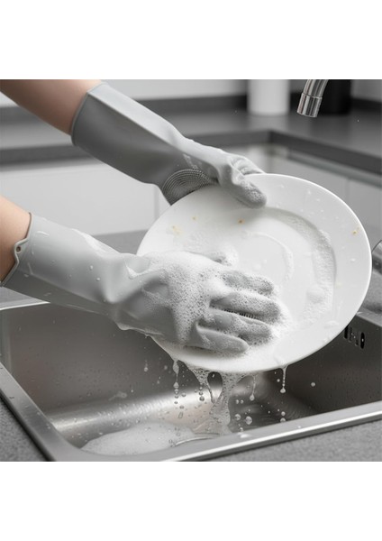 Deconox Büyük Boy Silikon Bulaşık Eldiveni | Fırçalı, Ovma Yüzeyli | Yanmaz, Su Geçirmez, Çok Amaçlı | Mutfak, Banyo, Araba Temizliği | Gıda Uyumlu modelleri
