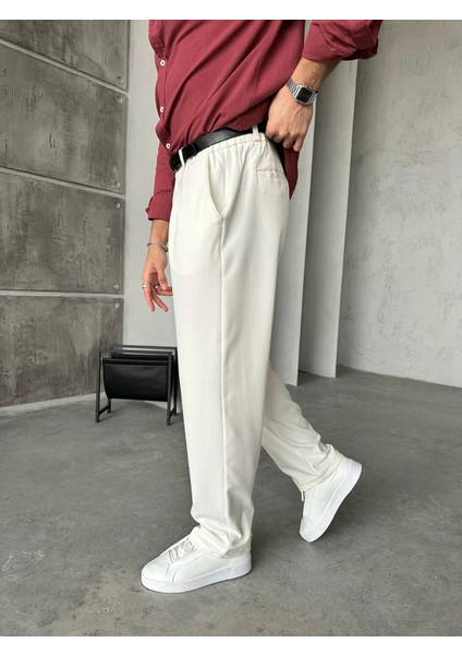 Beyaz Pileli Baggy Kumaş Pantolon modelleri