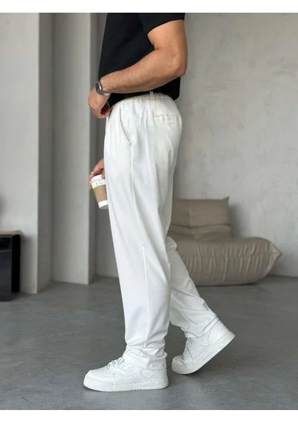 Beyaz Pileli Baggy Kumaş Pantolon indirimleri