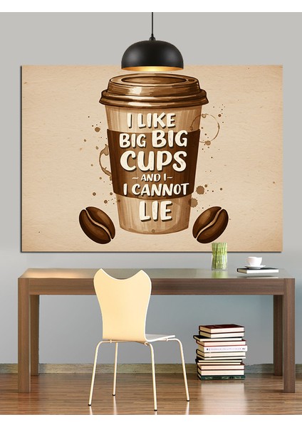 Kahve Yazısı Komik Slogan Dekoratif Kanvas - Mdf Ahşap Tablo