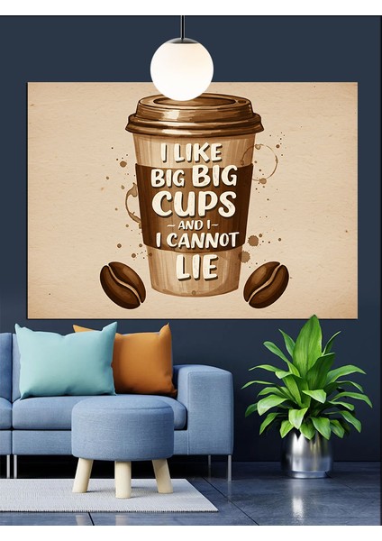 Kahve Yazısı Komik Slogan Dekoratif Kanvas - Mdf Ahşap Tablo fiyatları